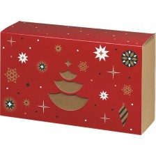 Подаръчна кутия Giftpack - Bonnes Fêtes, Коледно дърво, зелено и бяло, 31.5 x 18 x 10 cm