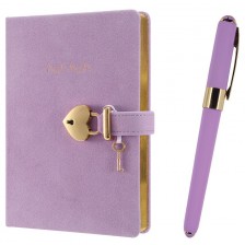 Подаръчен комплект Victoria's Journals - Hush Hush, лилав, 2 части, в кутия -1