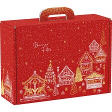 Подаръчна кутия Giftpack - Bonnes Fêtes, червено и златисто, 34.2 x 25 x 11.5 cm