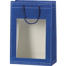 Подаръчна торбичка Giftpack - 20 x 10 x 29 cm, синя, PVC прозорец -1
