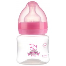 Полипропиленово шише за хранене с широко гърло с биберон Zizito - Little Angel, розово, 125 ml -1
