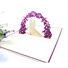 Поздравителна картичка Kiriori Pop-up - Сватбена в лилаво