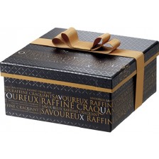 Подаръчна кутия Giftpack Savoureux - 21 х 21 х 9 cm, черно и мед, с панделка
