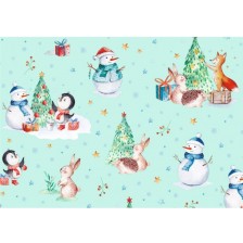 Подаръчна хартия Susy Card - снежни човечета, 70 х 200 cm -1