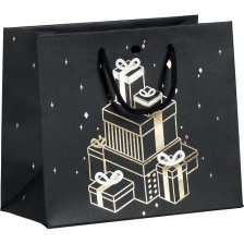 Подаръчна торбичка Giftpack - 35 x 13 x 33 cm, златно и черно