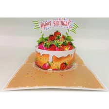 Поздравителна картичка Kiriori Pop-up - Торта с ягоди