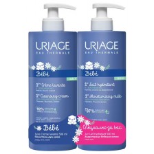 Промо пакет Uriage - Почистващ крем за бебета, 500 ml + Хидратиращо бебешко мляко, 500 ml -1