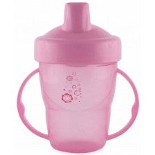 Преходна чаша с дръжки и твърд накрайник Lorelli Baby Care - 210 ml, Розова