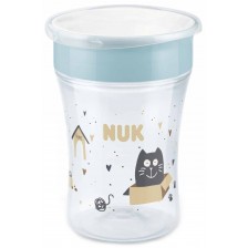 Преходна чаша NUK - Magic Cup, 8 m+, 230 ml, Cat & Dog, сива -1