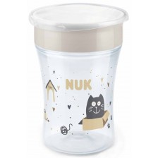 Преходна чаша NUK - Magic Cup, 8 m+, 230 ml, Cat & Dog, бежова -1