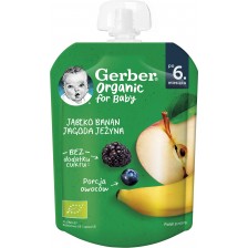 Пюре Nestlé Gerber Organic - Ябълка, банан, боровинка и къпина, 80 g