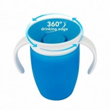 Преходна чаша Munchkin - 360 градуса с дръжки, синя, 207 ml -1