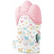Ръкавица за чесане на зъбки BabyJem - Butterfly, Pink -1