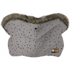 Ръкавица за количка KikkaBoo - Luxury, Fur Dots Grey