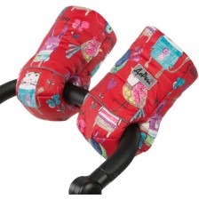 Универсални ръкавици за количка с вълна ДоРечи - Червени с рисунки -1