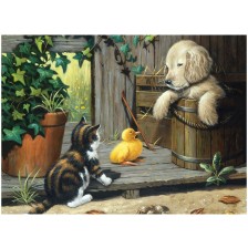 Комплект за рисуване с акрилни бои Royal - Куче, коте и пате, 39 х 30 cm -1
