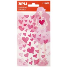Самозалепващи стикери APLI - Сърца, розови, преливащ ефект