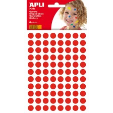 Самозалепващи стикери APLI - Кръгчета, червени, 10,5 mm, 528 броя