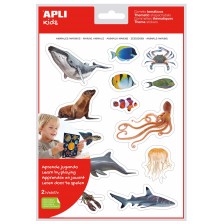 Самозалепващи стикери Apli - Морски животни, 2 листа -1
