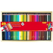 Цветни моливи Sense в дървена кутия - 40 броя -1