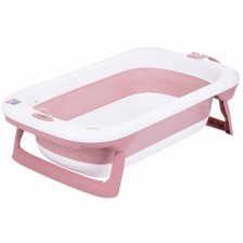 Сгъваема вана с термометър Chipolino - Корал, 87 cm, розова -1