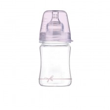 Шише Lovi - Baby Shower, стъклено, 150 ml, 0м+, розово -1