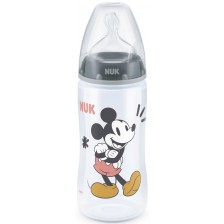 Шише Nuk First Choice - Mickey Mouse, със силиконов биберон, 300 ml, за момче