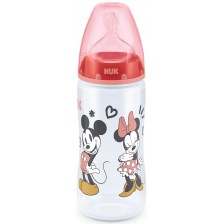 Шише Nuk First Choice - Mickey Mouse, със силиконов биберон, 300 ml - червен -1