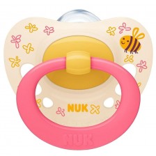 Силиконова залъгалка NUK - Signature, 18-36 месеца, розова с пчеличка