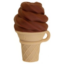 Силиконова гризалка NatureBond - С форма на сладолед, шоколад, с подарък клипс