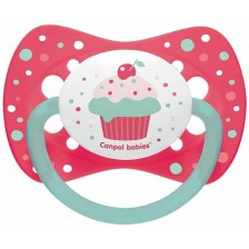 Силиконова залъгалка Canpol - Cupcake, 6-18 месеца, розова -1
