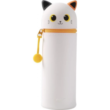 Силиконов калъф за бутилка I-Total - Cat, White