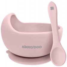 Силиконова купа с лъжица KikkaBoo - Yummy, Pink -1