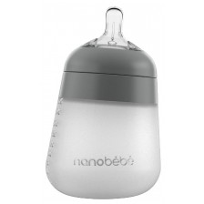 Силиконова бутилка Nanobebe - Flexy, 270 ml, сива