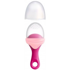 Силиконова дъвкалка с отвори за хранене Boon - Pulp, pink