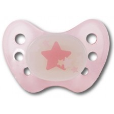 Силиконова светеща залъгалка Dentistar - Розова звезда, размер 3