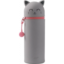 Силиконов калъф за бутилка I-Total - Cat, Grey 