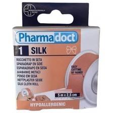 Silk Хипоалергенен копринен лейкопласт, 5 m х 2.5 cm, Pharmadoct -1