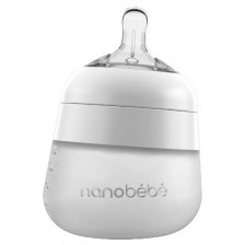 Силиконова бутилка Nanobebe - Flexy, 150 ml, бяла