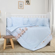 Бебешки спален комплект Lorelli - Лили, 60 х 120 cm, Влакче, син -1