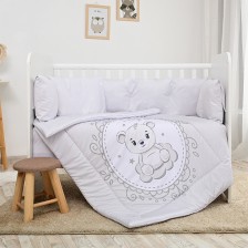 Бебешки спален комплект Lorelli - Лили, 60 х 120 cm, Мечо, сив  -1
