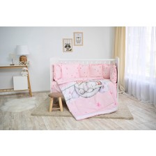 Спален комплект Lorelli - Лили, с обиколници, пеперуди, розов -1