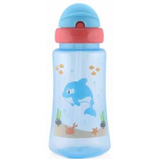 Спортна бутилка със сламка Lorelli Baby Care - 330 ml, Синя  -1