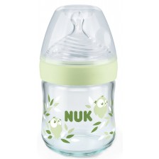 Стъклено шише NUK Nature Sense - Temperature control, Softer, 120 ml, зелено