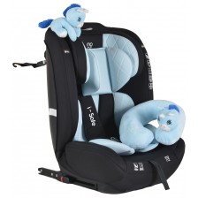 Стол за кола Moni - i-Safe, i-Size, IsoFix, 76-150 cm, син + подарък играчка -1