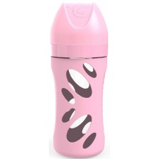 Стъклено шише против колики Twistshake - Розово, 260 ml
