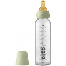 Стъклена бебешка бутилка с аксесоари Bibs - 225 ml, зелена