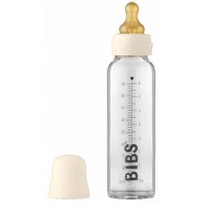Стъклена бебешка бутилка с аксесоари Bibs - 225 ml, бежово -1