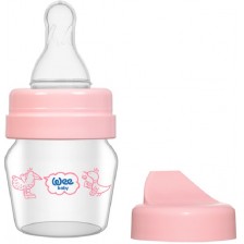 Стъклено шише Wee Baby Mini, с 2 накрайника, 30 ml, розово