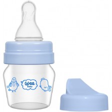 Стъклено шише Wee Baby Mini, с 2 накрайника, 30 ml, синьо 